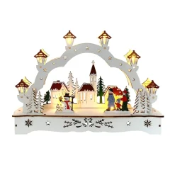 HTI-Living Lichterbogen in modernem Weiß Weihnachtsdorf mit Schneemann Sale