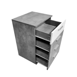 HTI-Living Nachtkommode 4 Schubladen Nina Beton Weiß 2er-Set Best