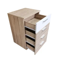 HTI-Living Nachtkommode 4 Schubladen Nina Sonoma Weiß 2er-Set New