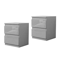 HTI-Living Nachtschrank Kenji Hochglanz Grau 2er-Set Best