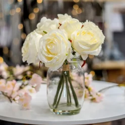 Rosen in Vase Kunstblume Flora ^ HTI-Living Discount