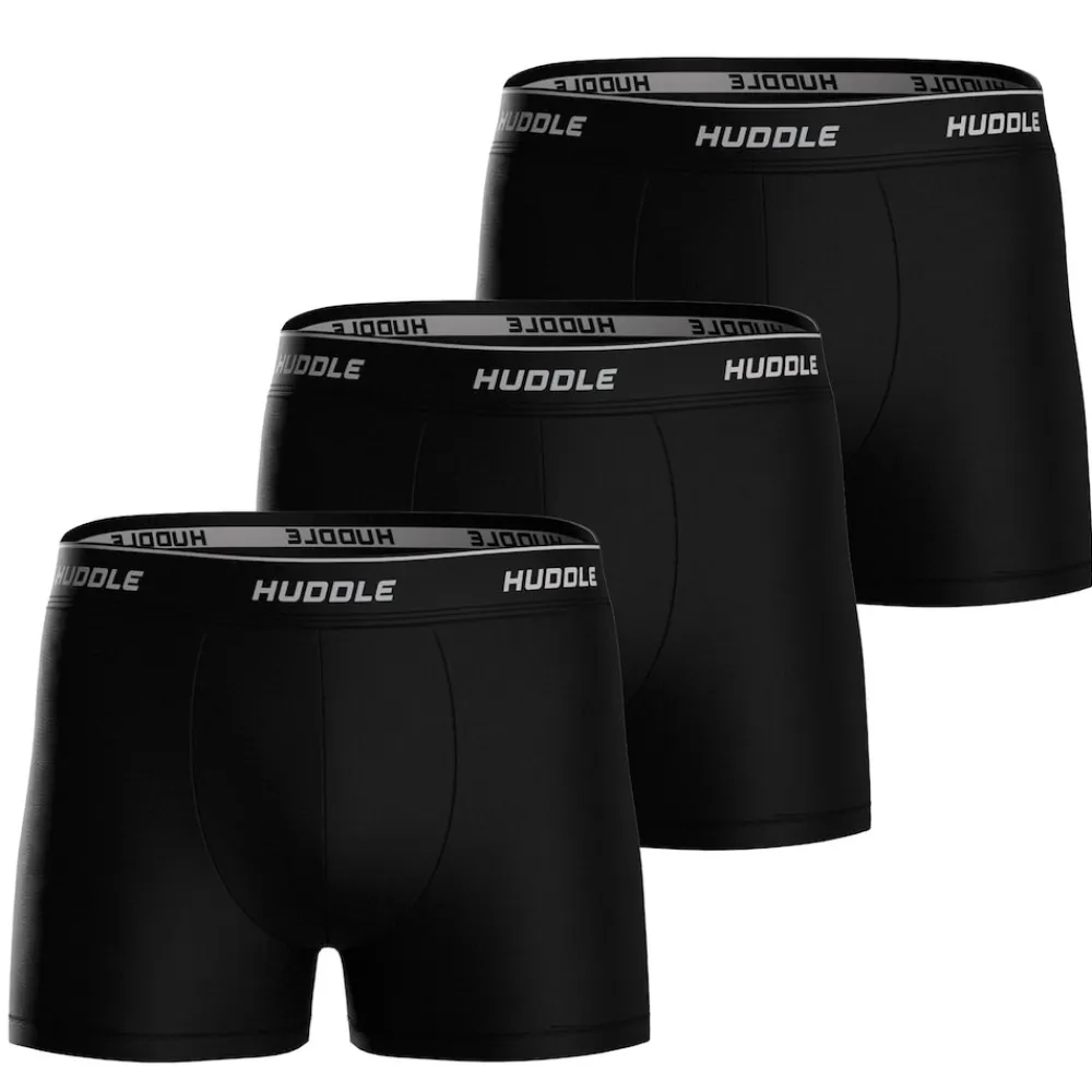 Huddle 3pk Boxers Herren Boxershort Schwarz Discount
