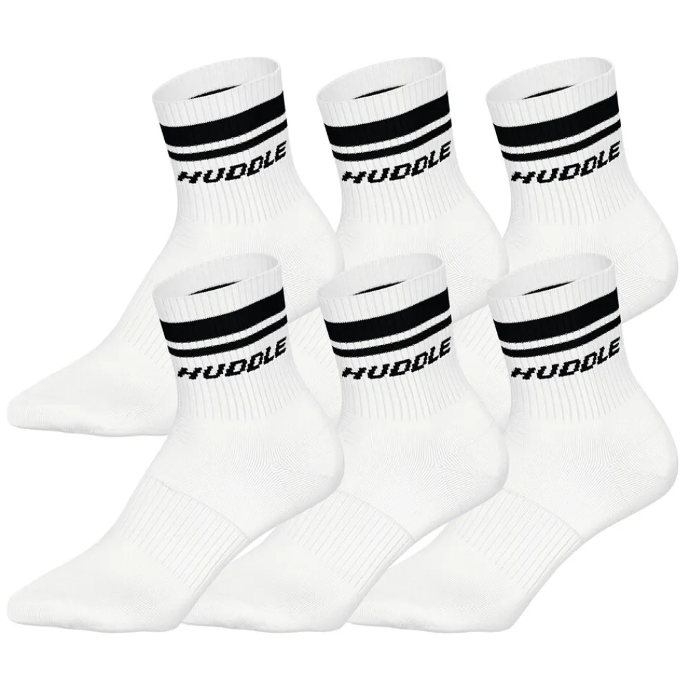 Huddle 6pk Short Crew Socks Double Stripe Unisex Socken Weiß Best