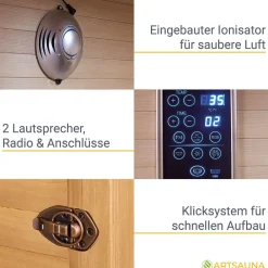 Infrarotkabine Nyborg E150K – Infrarotsauna 4 Personen –LED-Farblicht, 7 Keramik-, 1 Flächenstrahler ^ Artsauna Online