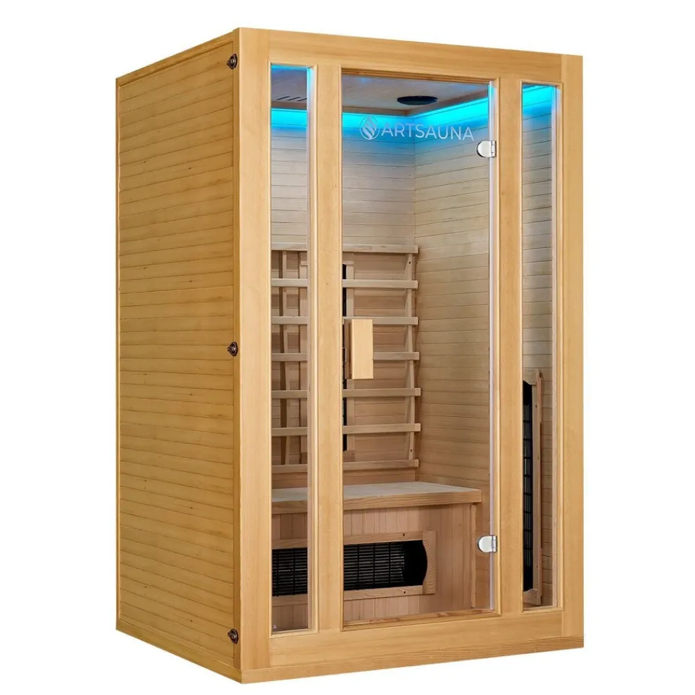 Artsauna Infrarotkabine Nyborg S120K – Infrarotsauna 2 Personen –LED-Farblicht, 5 Keramik- 1 Flächenstrahler Sale