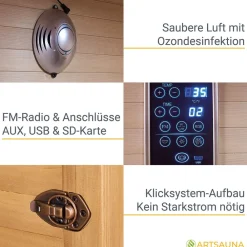 Artsauna Infrarotkabine Nyborg S120K – Infrarotsauna 2 Personen –LED-Farblicht, 5 Keramik- 1 Flächenstrahler Sale