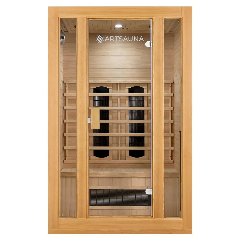 Artsauna Infrarotkabine Nyborg S120K – Infrarotsauna 2 Personen –LED-Farblicht, 5 Keramik- 1 Flächenstrahler Sale