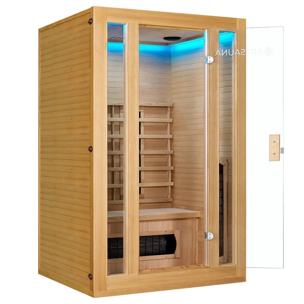 Artsauna Infrarotkabine Nyborg S120K – Infrarotsauna 2 Personen –LED-Farblicht, 5 Keramik- 1 Flächenstrahler Sale