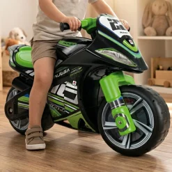 INJUSA Winner Moto XL Laufrad ab 4-7 Jahre – Großes Kindermotorrad Rutscherfahrzeug schwarz/grün New