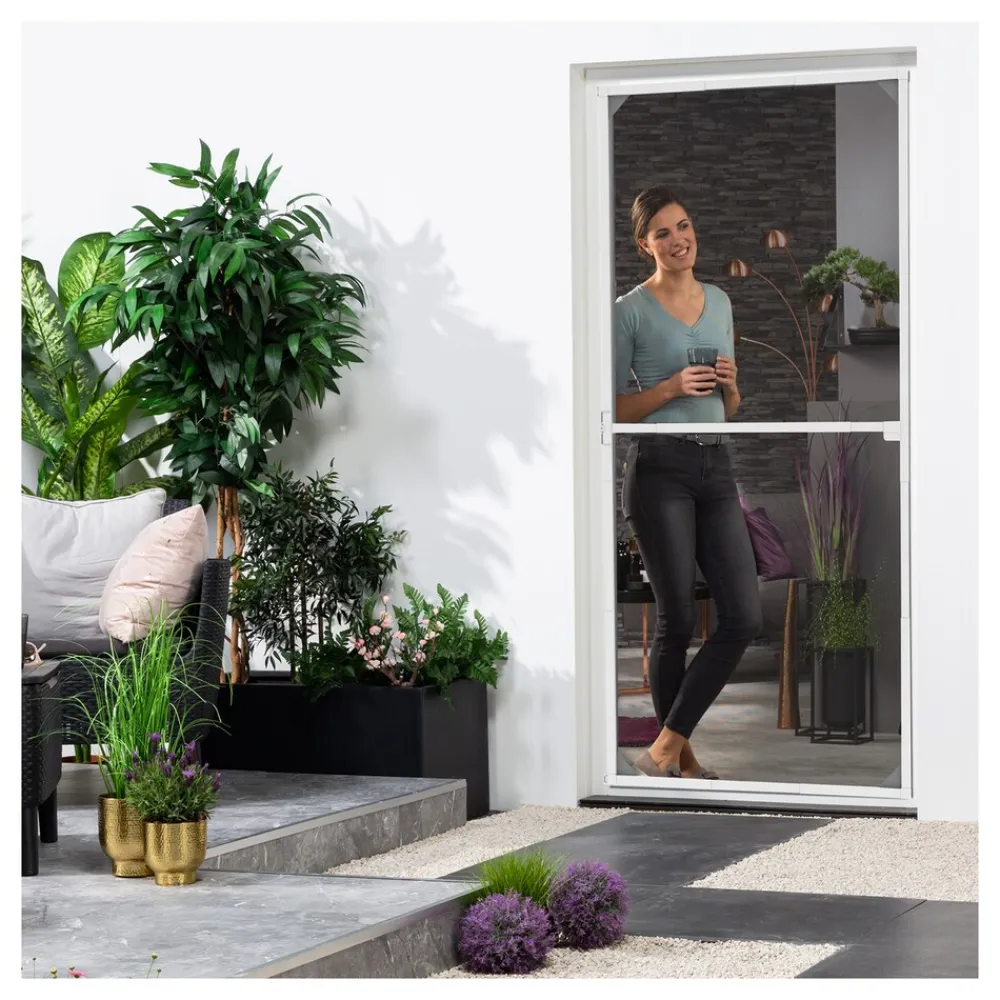hecht international Insektenschutz-Teleskop-Türbausatz, 100x210cm, , Filatec Weiß Discount