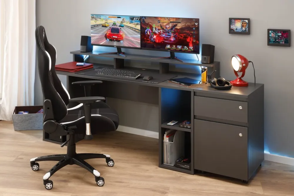 Gaming Tisch Schreibtisch Match Point - Anthrazit ^ Inter Link Best