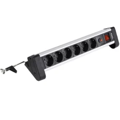 IOIO SL 2625S Aluminium 6-fach Tisch-Steckdosenleiste mit Überlastschutz, Ein/Aus-Schalter und Schreibtischhalterung ^ Olympia Outlet