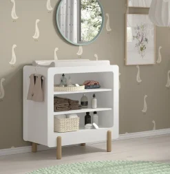 SMILE Wickelkommode mit 3 offenen Fächern, Ausf. MDF weiß lackiert ^ JAXX Discount