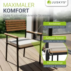 Juskys Akazienholz Gartengarnitur Rhodos - Tisch, 6 Stühle & Auflagen - Gartenmöbel Set - Holz Möbel Hot