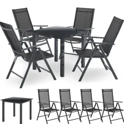 Juskys Aluminium Gartengarnitur Milano Gartenmöbel Set mit Tisch und 4 Stühlen Dunkel-Grau dunkelgrau Best