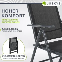 Juskys Aluminium Gartengarnitur Milano Gartenmöbel Set mit Tisch und 4 Stühlen Dunkel-Grau dunkelgrau Best