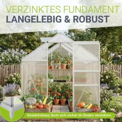 Juskys ® Aluminium Gewächshaus - Dachfenster inkl. Fundament für Garten Discount
