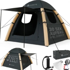 Juskys ® Capingzet EasyFow - Dunkegrau/Khaki, aufbasbares Zet it uftpupe und Zubehör, ink. ED-ape