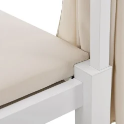 Juskys Doppel Loungebett Kreta - Sonnenliege für 2 Personen - Dach & Lehne verstellbar - Liege Weiß Discount