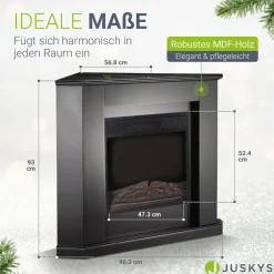 Elektrokamin – Standkamin mit Heizung & Kaminfeuer – Flammeneffekt, 1000/2000 Watt – Schwarz ^ Juskys Best