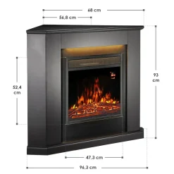 Elektrokamin – Standkamin mit Heizung & Kaminfeuer – Flammeneffekt, 1000/2000 Watt – Schwarz ^ Juskys Best