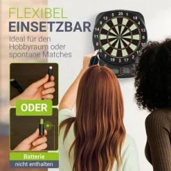 Elektronische Dartscheibe mit 32 Spielen für bis zu 8 Spieler, LCD-Display & 18 Darts ^ Juskys Outlet