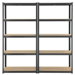 Juskys 3er Metall Regalsystem | 1 Eckregal & 2 Lagerregale | 15 Böden aus MDF Holz | 2625 kg Grau Clearance