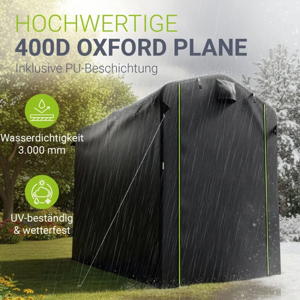 ® Gerätezelt - 3,6 ³ Outdoor Untertand it Fenter & Tür, 180x120x165 c, waerfete Plane & etallrahenkontruktion, chutz i Außenbereich ^ Juskys Hot