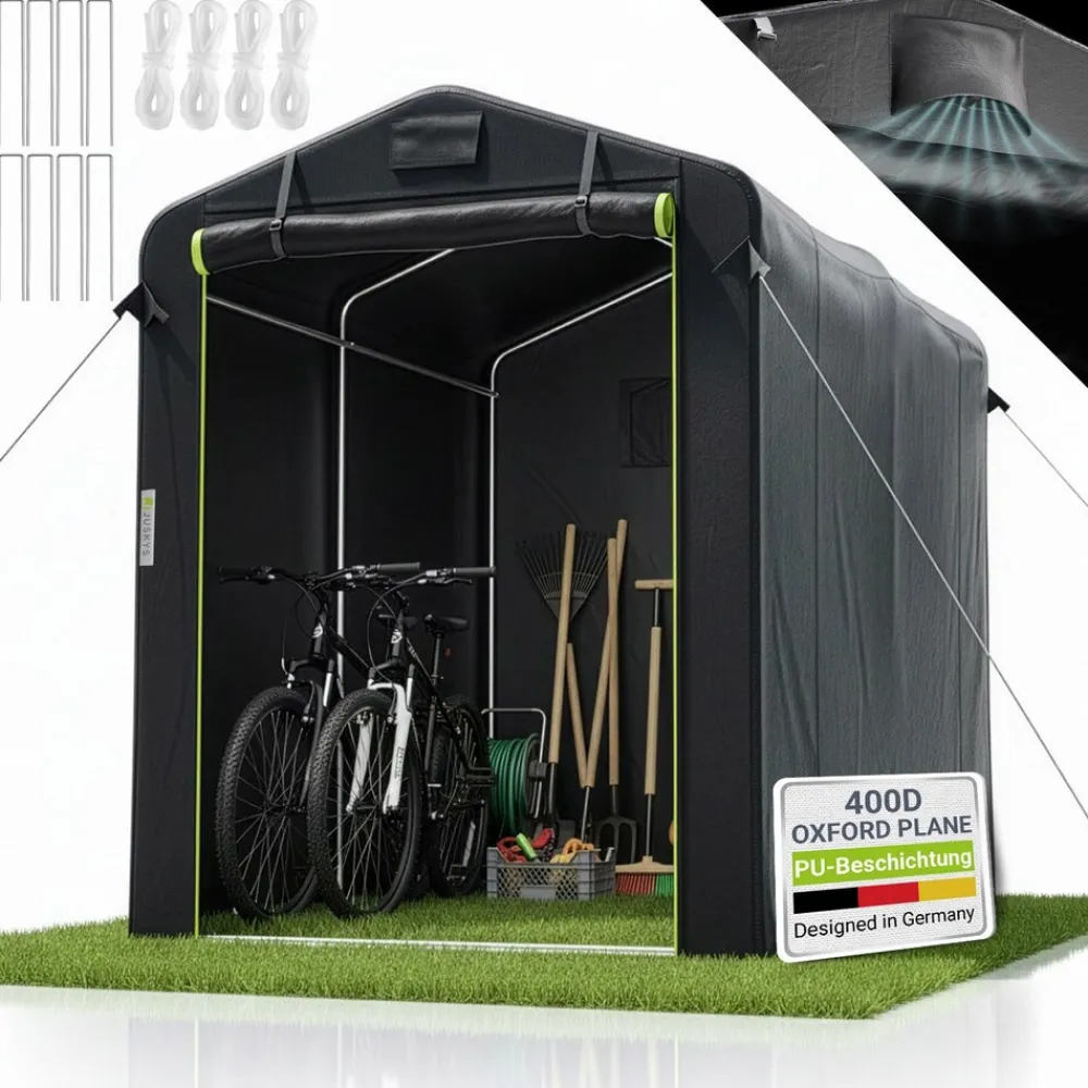 ® Gerätezelt - 3,6 ³ Outdoor Untertand it Fenter & Tür, 180x120x165 c, waerfete Plane & etallrahenkontruktion, chutz i Außenbereich ^ Juskys Hot