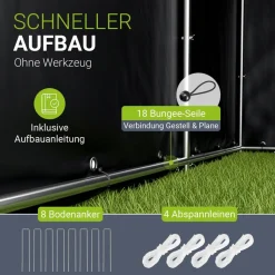 ® Gerätezelt - 3,6 ³ Outdoor Untertand it Fenter & Tür, 180x120x165 c, waerfete Plane & etallrahenkontruktion, chutz i Außenbereich ^ Juskys Hot