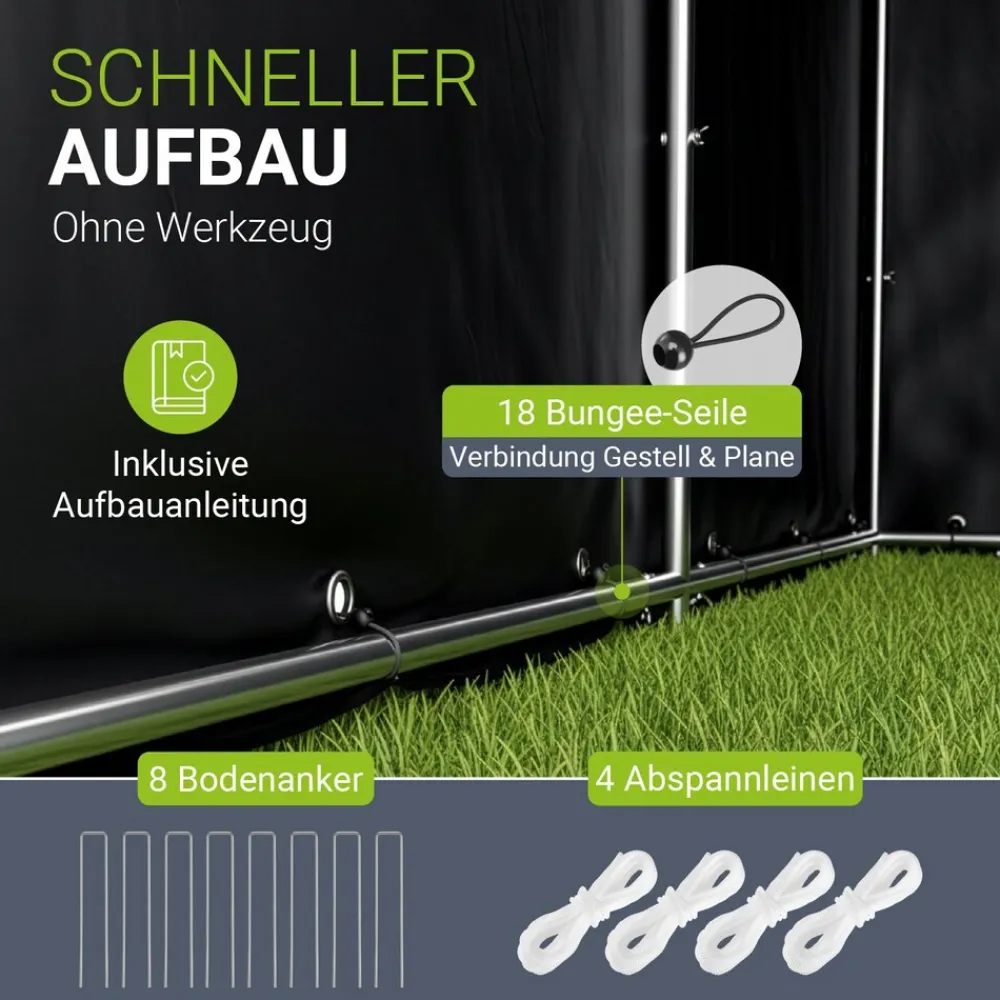® Gerätezelt - 3,6 ³ Outdoor Untertand it Fenter & Tür, 180x120x165 c, waerfete Plane & etallrahenkontruktion, chutz i Außenbereich ^ Juskys Hot