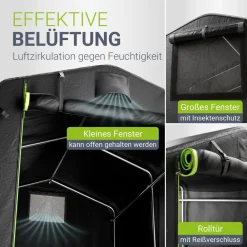 ® Gerätezelt - 3,6 ³ Outdoor Untertand it Fenter & Tür, 180x120x165 c, waerfete Plane & etallrahenkontruktion, chutz i Außenbereich ^ Juskys Hot