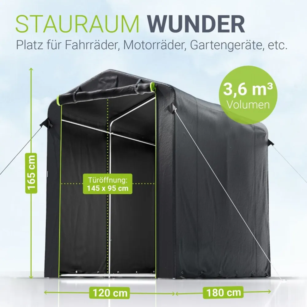 ® Gerätezelt - 3,6 ³ Outdoor Untertand it Fenter & Tür, 180x120x165 c, waerfete Plane & etallrahenkontruktion, chutz i Außenbereich ^ Juskys Hot
