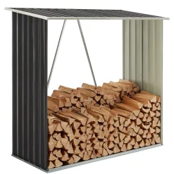 Juskys Holzunterstand Enno für Brennholz außen - Kaminholzregal aus Stahl für Kaminholz - Anthrazit Outlet