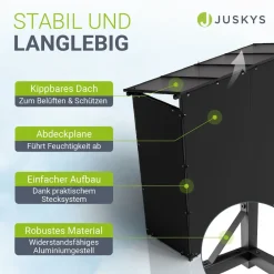Kaminholzregal 2,40 m³ mit Dach & UV-beständiger Plane, inklusive Tragetasche und Handschuhen ^ Juskys Best