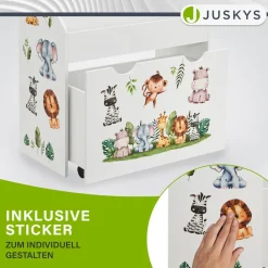 Kinder Bücherregal 3 Fächer & Spielzeugkiste - Holz Regal Weiß - 63x30x70 cm - Aufbewahrung ^ Juskys Sale