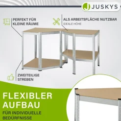 Juskys Lageregal Corner Easy 160 x 75 x 40-75 cm | 320 kg | 4 Böden | Schwerlastregal Metall Silber Clearance
