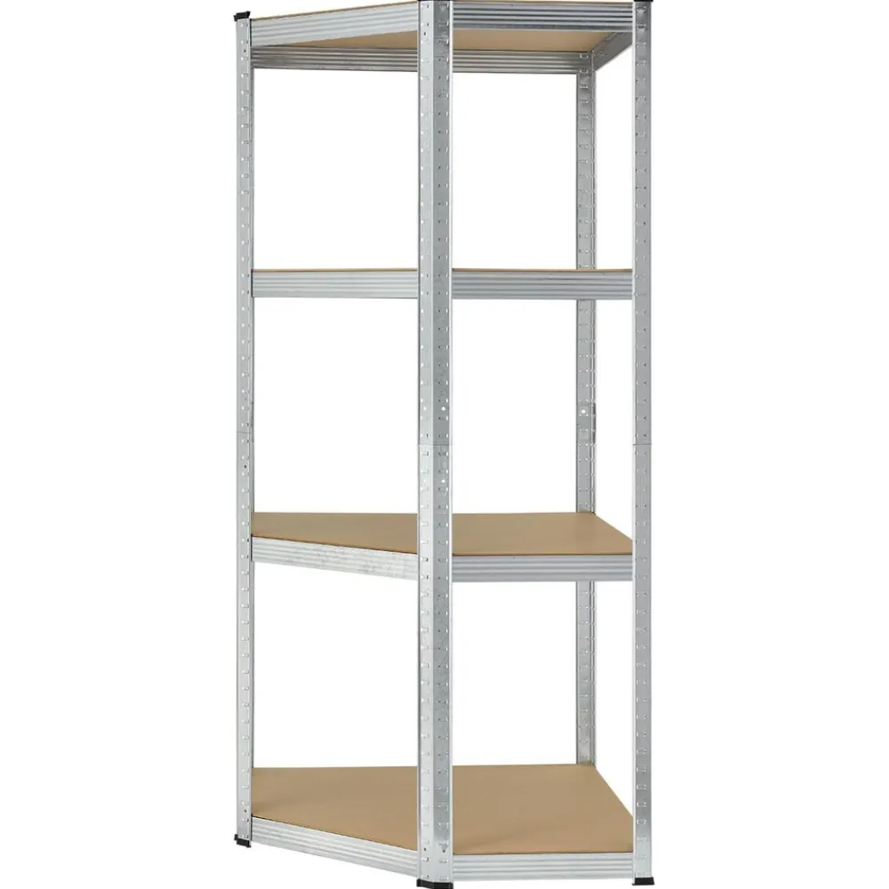 Juskys Lageregal Corner Easy 160 x 75 x 40-75 cm | 320 kg | 4 Böden | Schwerlastregal Metall Silber Clearance