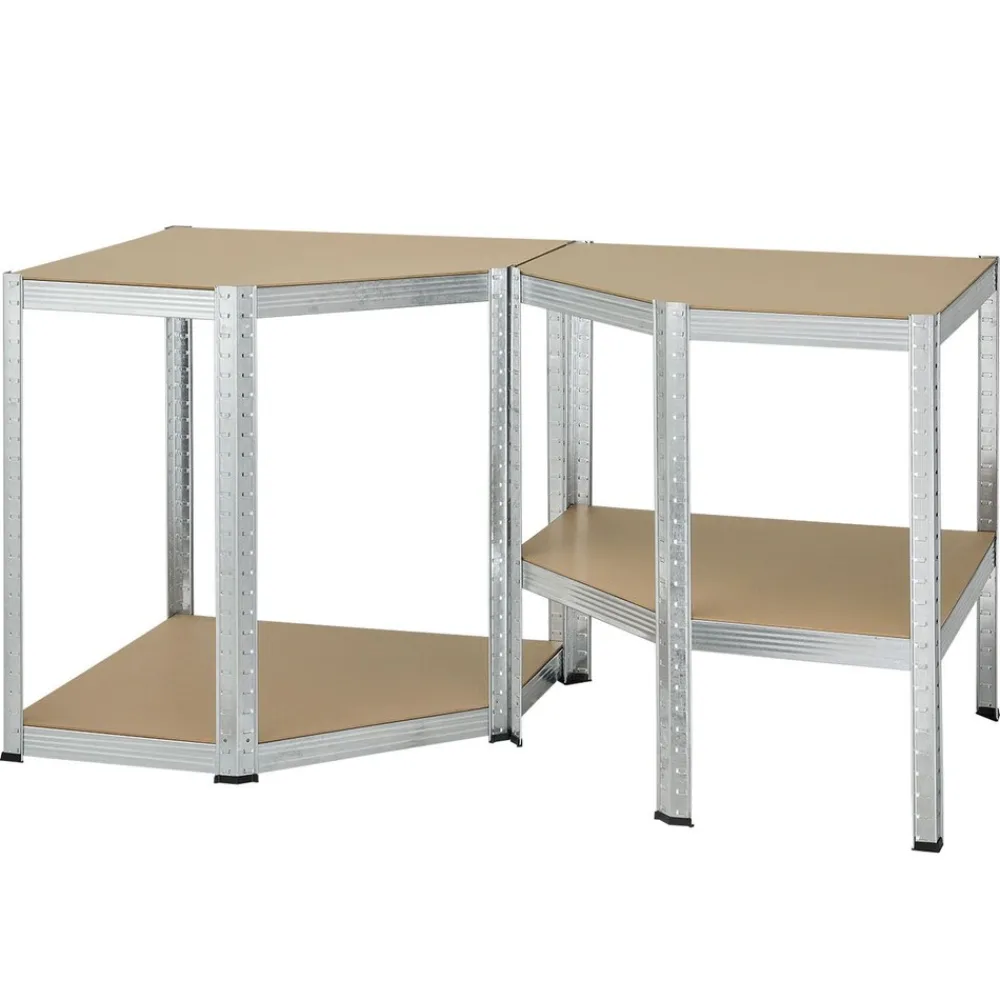 Juskys Lageregal Corner Easy 160 x 75 x 40-75 cm | 320 kg | 4 Böden | Schwerlastregal Metall Silber Clearance