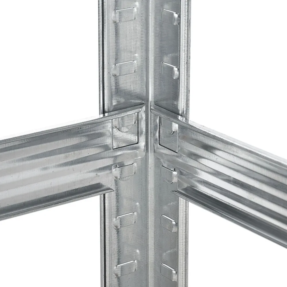 Juskys Lageregal Corner Easy 160 x 75 x 40-75 cm | 320 kg | 4 Böden | Schwerlastregal Metall Silber Clearance