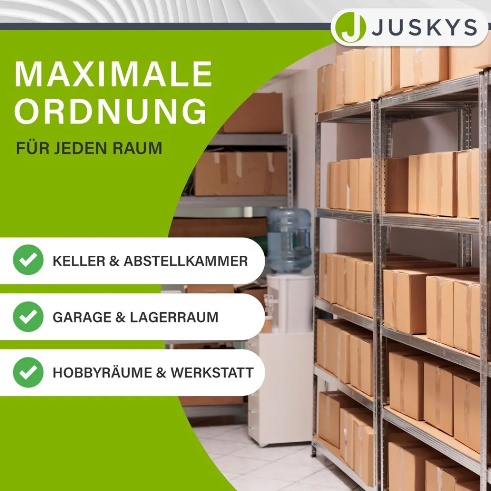 Juskys Lageregal Corner Easy 160 x 75 x 40-75 cm | 320 kg | 4 Böden | Schwerlastregal Metall Silber Clearance