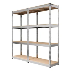 Juskys Lagerregal Easy 2er Set – Metall Schwerlastregal 160x80x40 cm, 8 Böden, 640 kg, verzinkt Silber