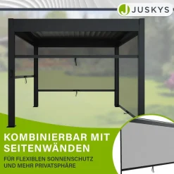 Lamellendach Tahiti 3x3 m - Stahl Pergola - Terrassenüberdachung stabil - Anthrazit ^ Juskys Online