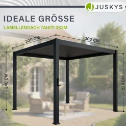 Lamellendach Tahiti 3x3 m inkl. Seitenwand 3 m - Stahl Pergola - Terrassenüberdachung stabil - Anthrazit ^ Juskys Hot