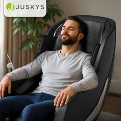 Juskys Massagesessel Paros mit Zero Gravity, Shiatsu, SL-Track & Wärmefunktion – Schwarz Hot