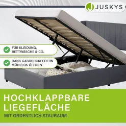 Polsterbett Savona mit Stauraum, H3 Matratze, Samt-Bezug, bis 250kg - ^ Juskys