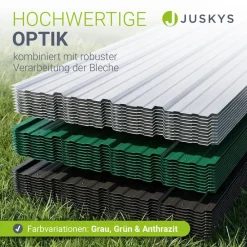 Juskys ® Profilblech - 12er Set, 129x45 cm, 0,23 mm, verzinkter Stahl, UV-beständig, hohe Tragfähigkeit, mit vorgebohrten Löchern Anthrazit Discount
