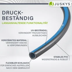Juskys Schlauchtrommel Basic mit 30 m Wasserschlauch, Multifunktionsbrause und Halterung – Blau Grau Rot Sale