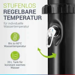 Solardusche Victoria 20 l – Gartendusche mit Regendusche – Schwarz ^ Juskys Clearance