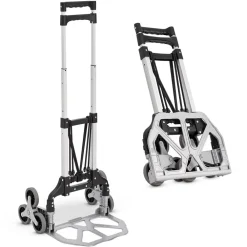 Juskys Treppensackkarre klappbar & bis 80 kg - Alu Mini Sackkarre für Treppen - Handschuhe & Seile Online